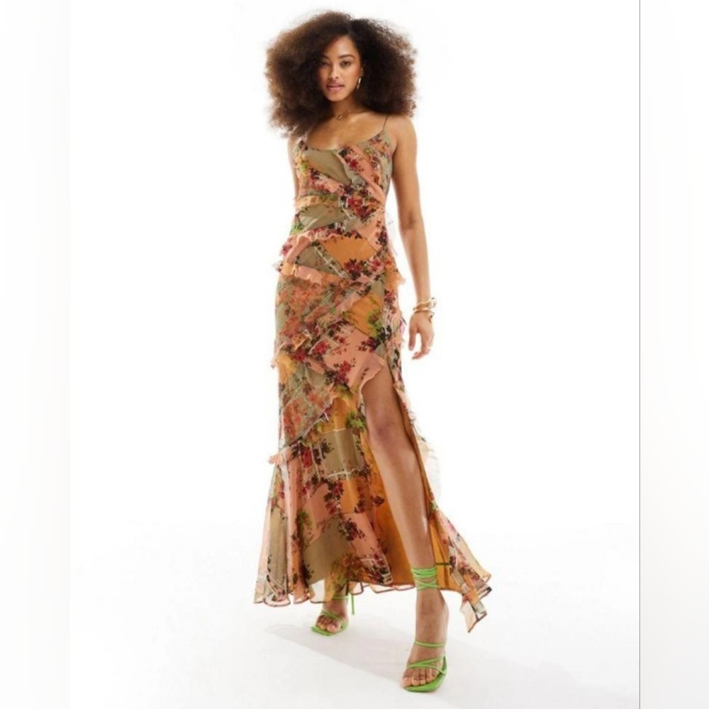 Elegant Floral Maxi Dress Small